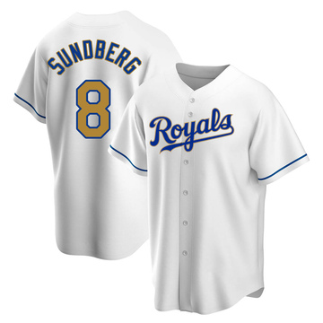 Gold Replica Jim Sundberg Youth Kansas City Royals White Home Jersey